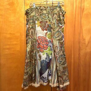 Anu by Natural Vintage 90s / Y2k Multicolor‎ Skirt-Sz XL-Boho-READ-Peasant